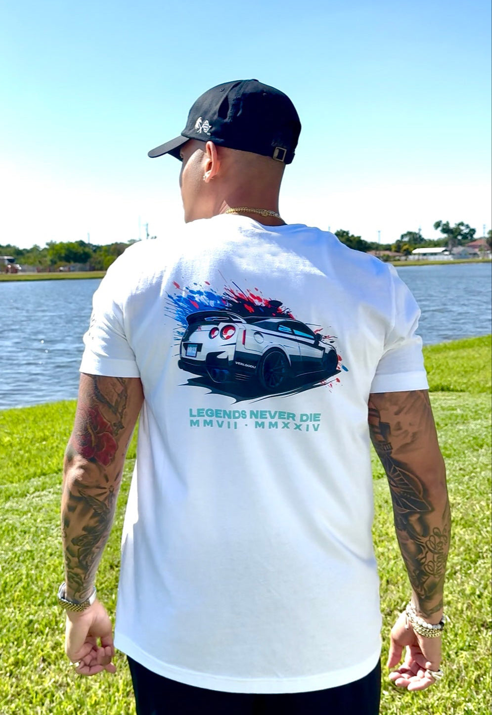 VG R35 LEGENDS NEVER DIE . TEAL . TEE